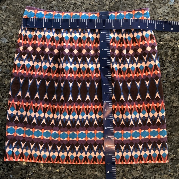 J CREW Salon geometric print purple, blue & pink mini skirt - Picture 8 of 8